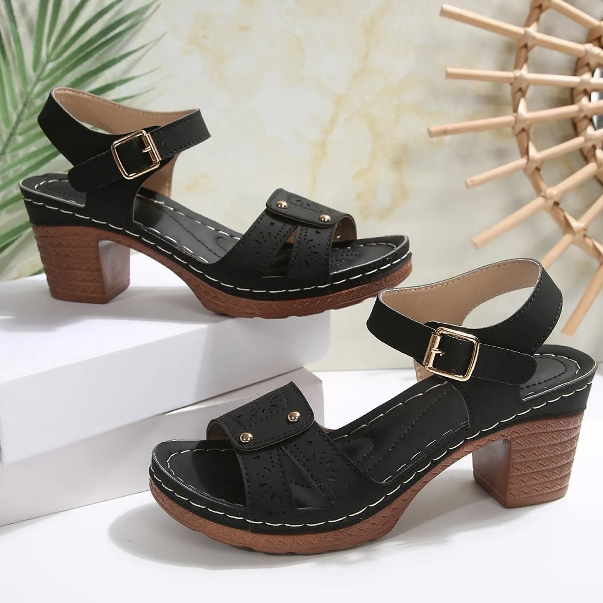 Summer Casual Hollow Out Classic Lightweight Sandal,Women's Comfy Orthotic Sandals,Platform Summer Casual Hollow Out Open Toe Low Heel Breathable Shoes