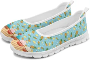 Sweet Fruit Printed Womens Ballet Flats Dress Shoes Slip On Mesh Casual Sneakers Round Toe Platform Loafers Lightweight Office & Travel