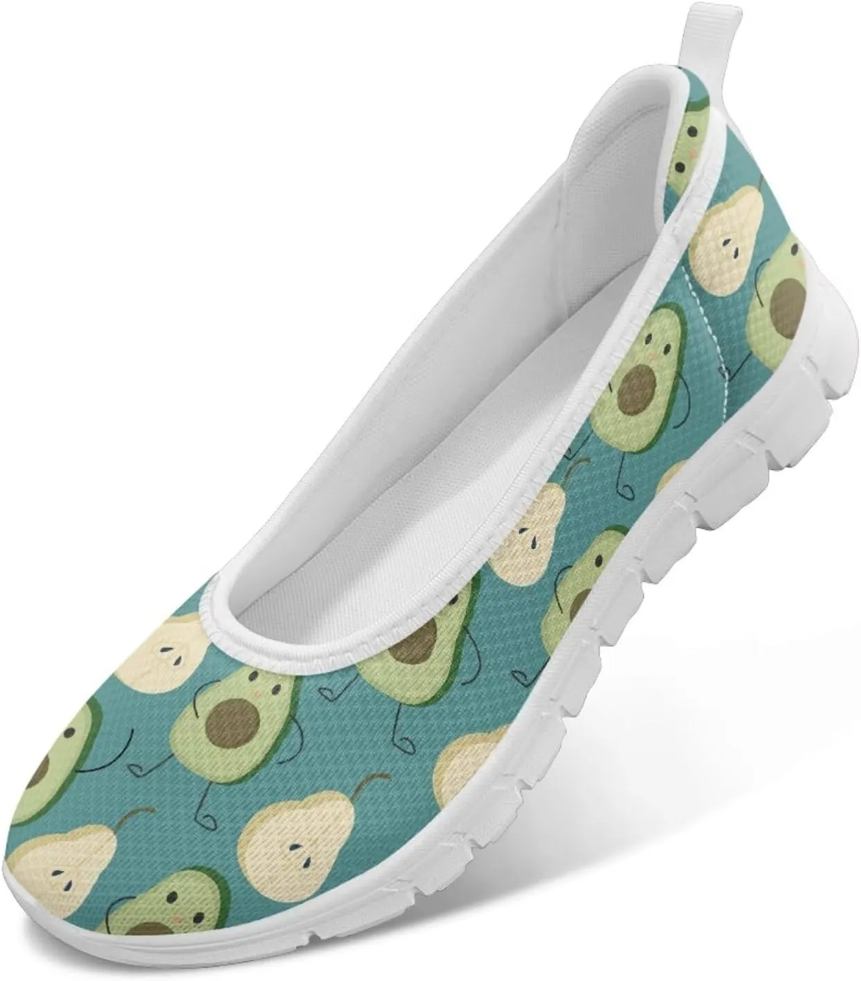 Sweet Fruit Printed Womens Ballet Flats Dress Shoes Slip On Mesh Casual Sneakers Round Toe Platform Loafers Lightweight Office & Travel