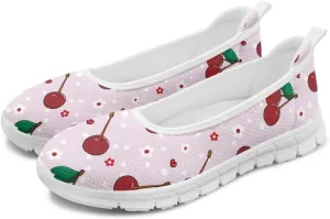 Sweet Fruit Printed Womens Ballet Flats Dress Shoes Slip On Mesh Casual Sneakers Round Toe Platform Loafers Lightweight Office & Travel