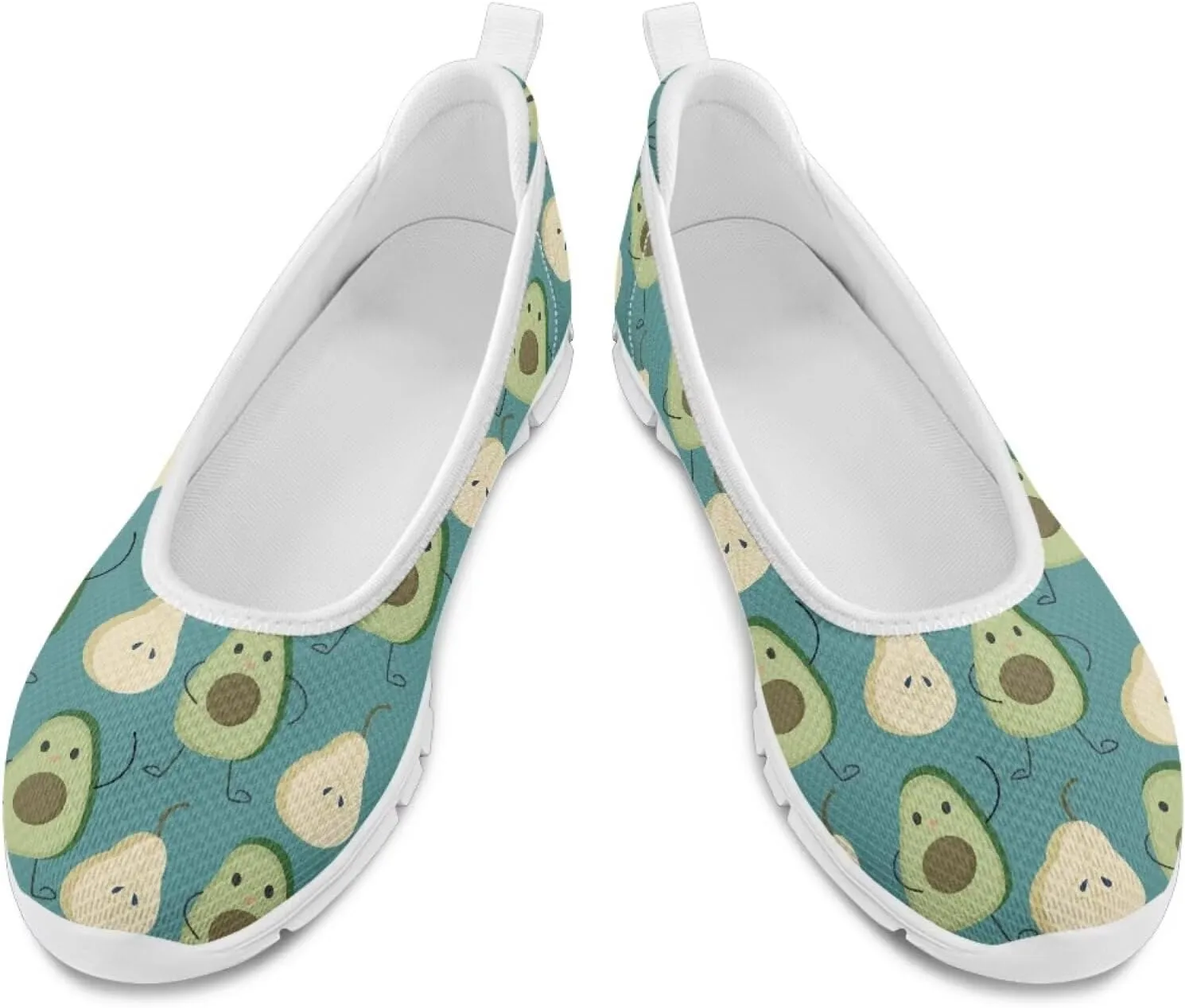 Sweet Fruit Printed Womens Ballet Flats Dress Shoes Slip On Mesh Casual Sneakers Round Toe Platform Loafers Lightweight Office & Travel