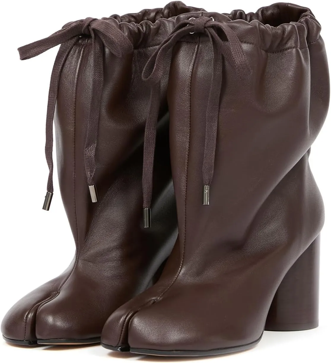 Tabi Boots For Women Split Toe Ankle Boots With Lace Up Details Chunky Block Heel Wide Calf Booties Stylish Winter Boot For Ladies Fashion Dressy Pull On Party Shoes