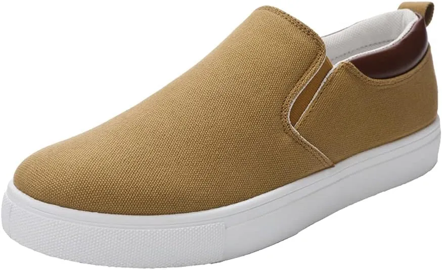 tazimall Men's Large Size Canvas Shoes, Slip on Flat Loafers