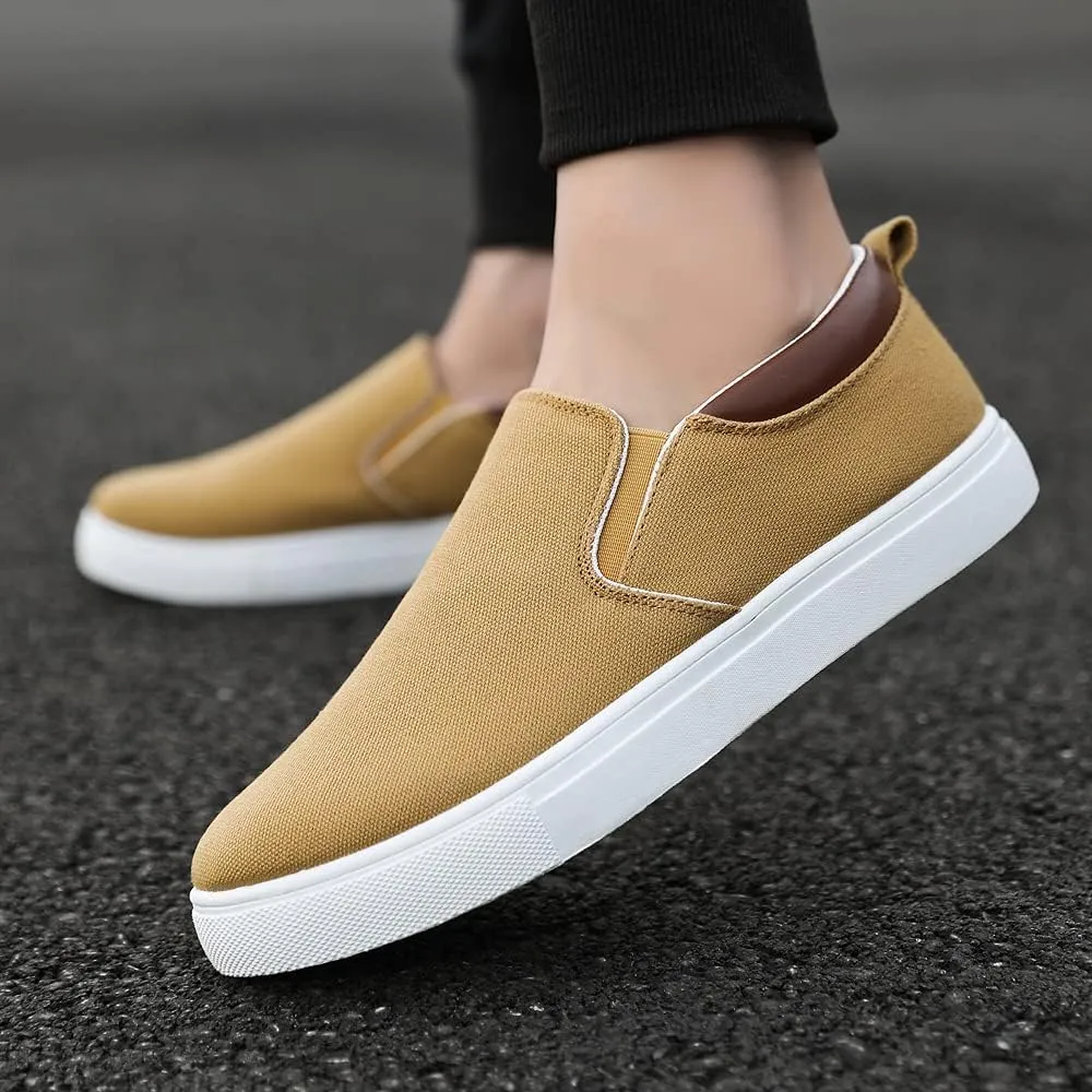 tazimall Men's Large Size Canvas Shoes, Slip on Flat Loafers