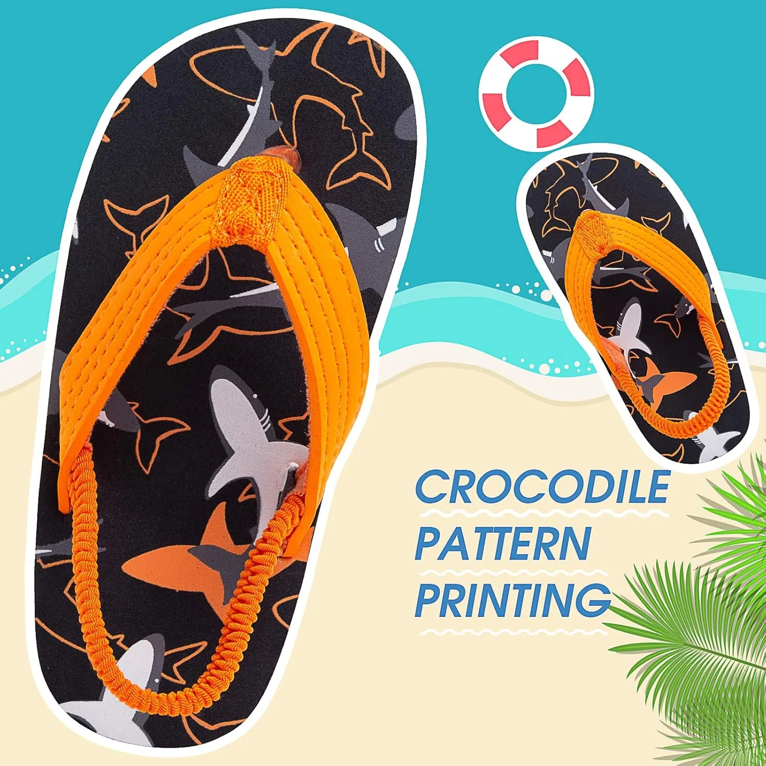 techcity Toddler Boys Girls Flip Flops Kids Unicorn Dinosaur Sandals Beach Pool Water Shoes with Back Strap