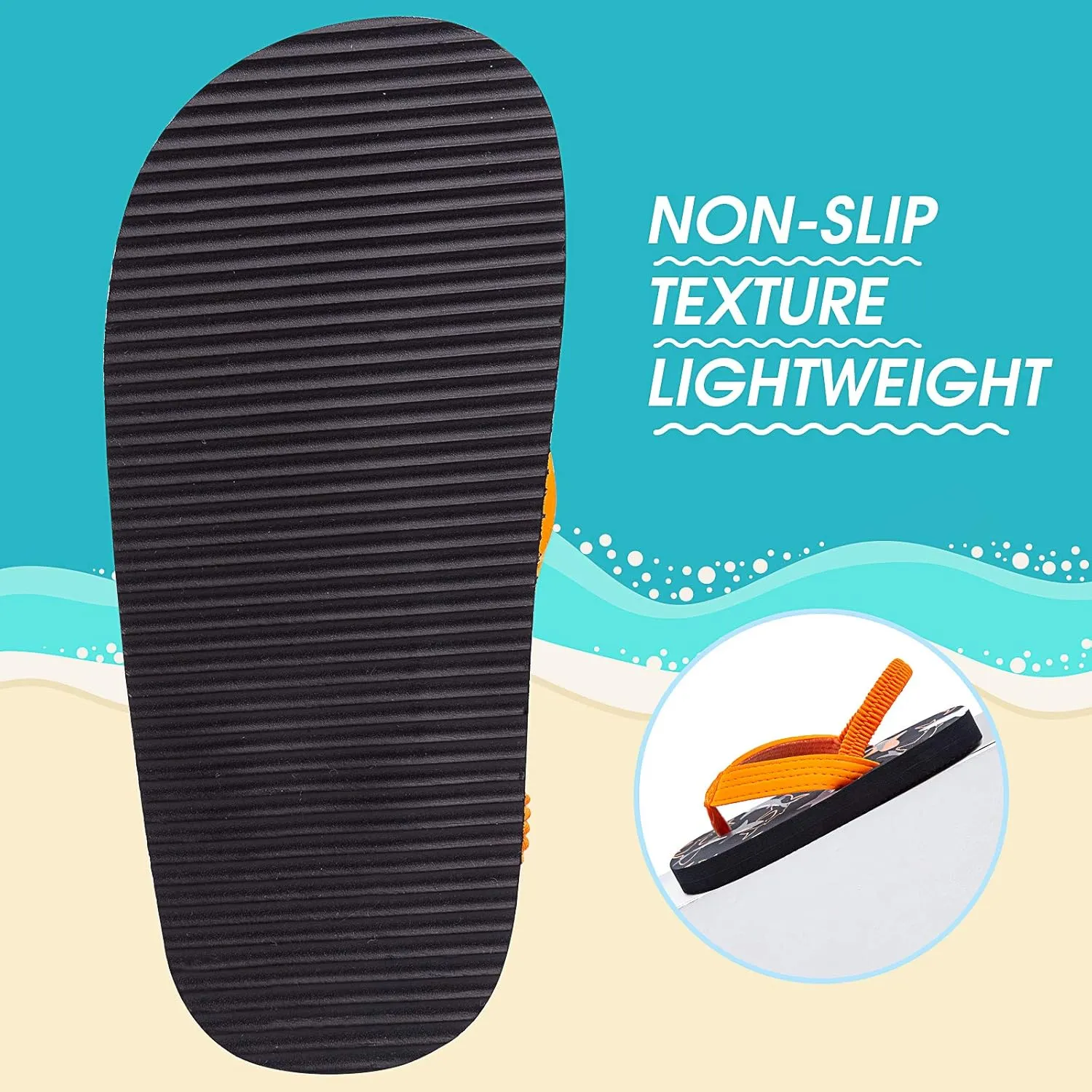 techcity Toddler Boys Girls Flip Flops Kids Unicorn Dinosaur Sandals Beach Pool Water Shoes with Back Strap