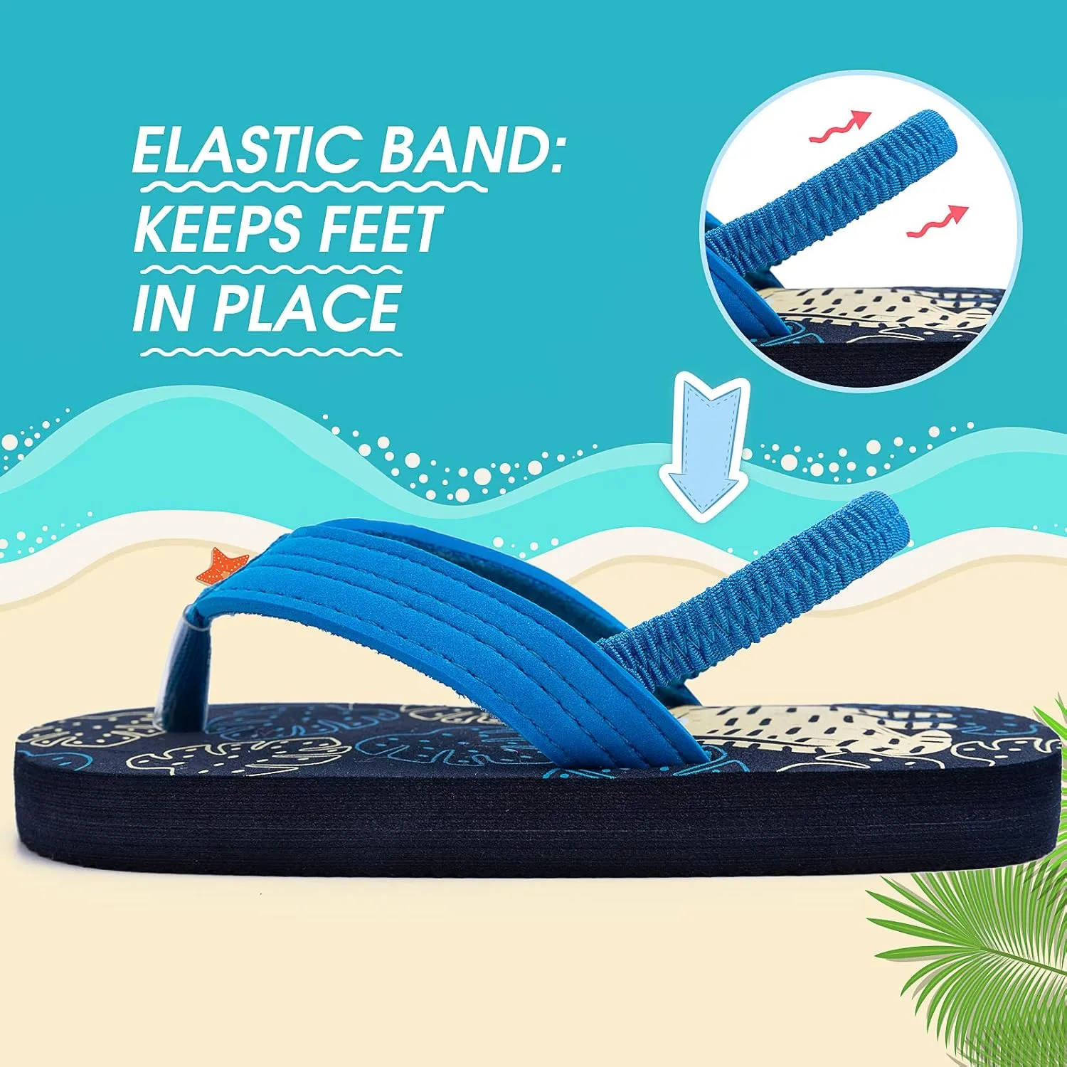 techcity Toddler Boys Girls Flip Flops Kids Unicorn Dinosaur Sandals Beach Pool Water Shoes with Back Strap