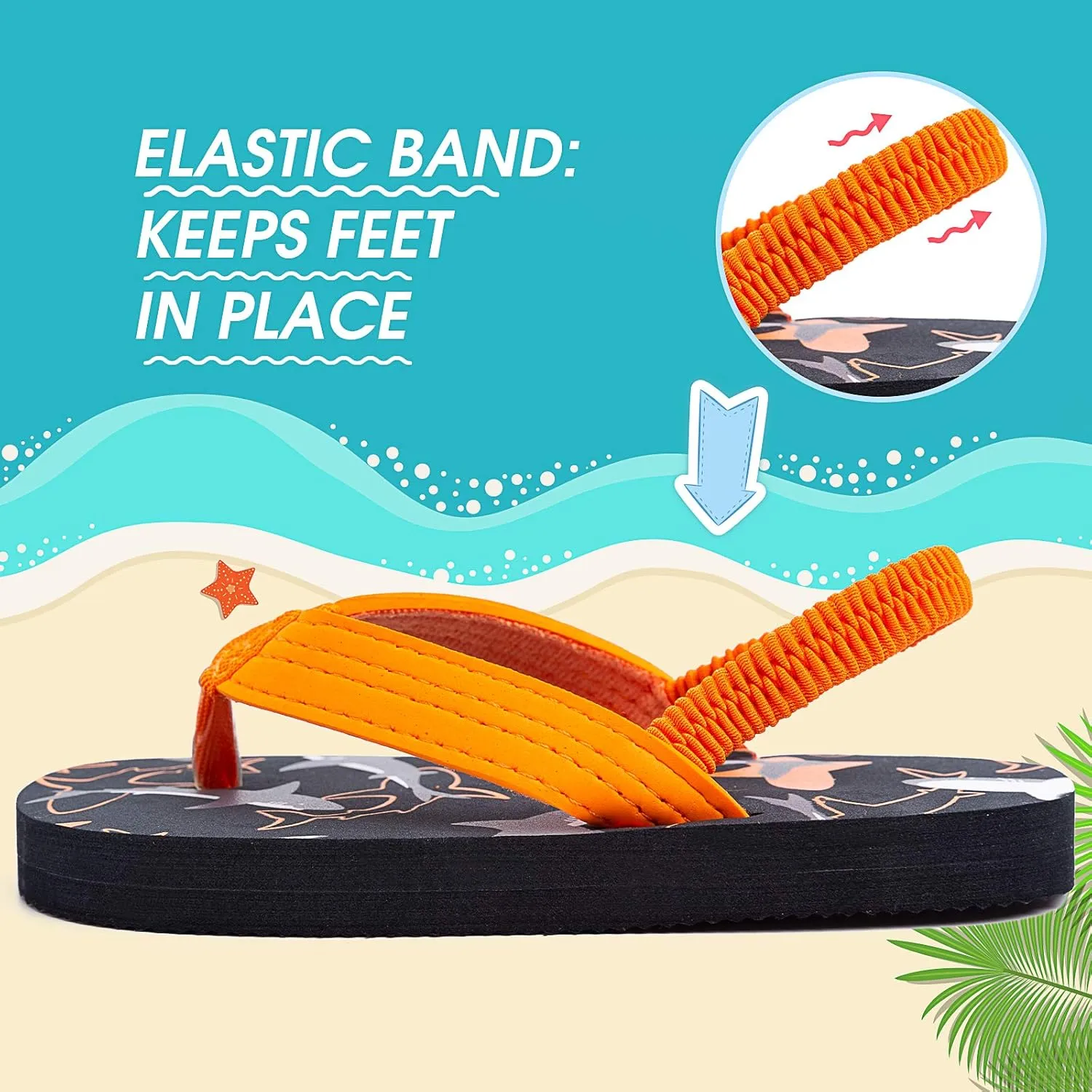techcity Toddler Boys Girls Flip Flops Kids Unicorn Dinosaur Sandals Beach Pool Water Shoes with Back Strap