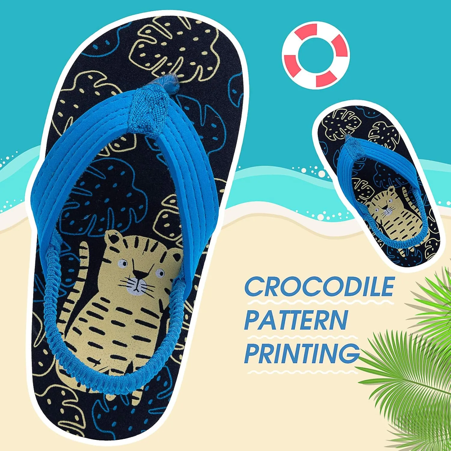 techcity Toddler Boys Girls Flip Flops Kids Unicorn Dinosaur Sandals Beach Pool Water Shoes with Back Strap