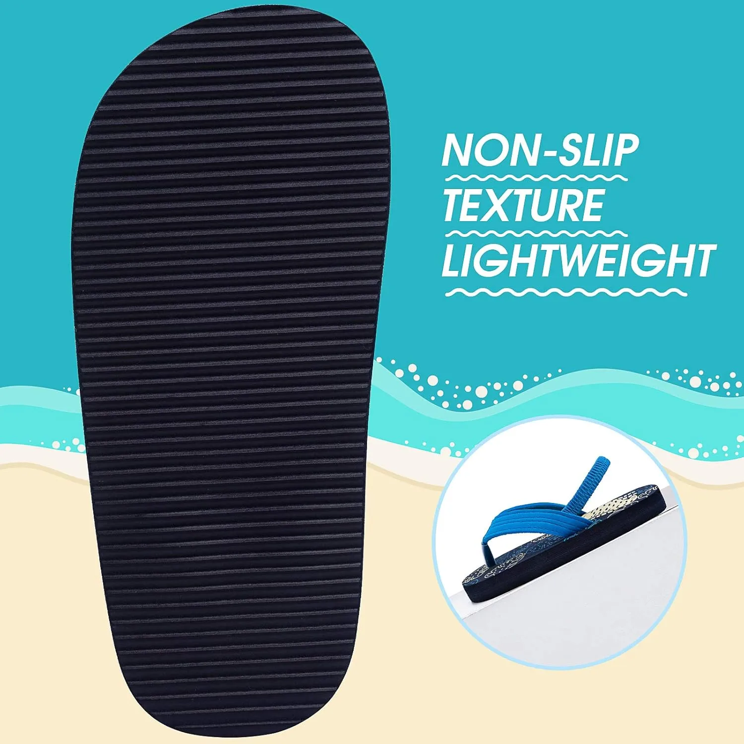 techcity Toddler Boys Girls Flip Flops Kids Unicorn Dinosaur Sandals Beach Pool Water Shoes with Back Strap