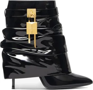 THESHY Women's Fold Over Stiletto Ankle Boots Pointed Toe Lock Mid Calf Shark Bootie Pull on Fashion Party Winter Boots for Women