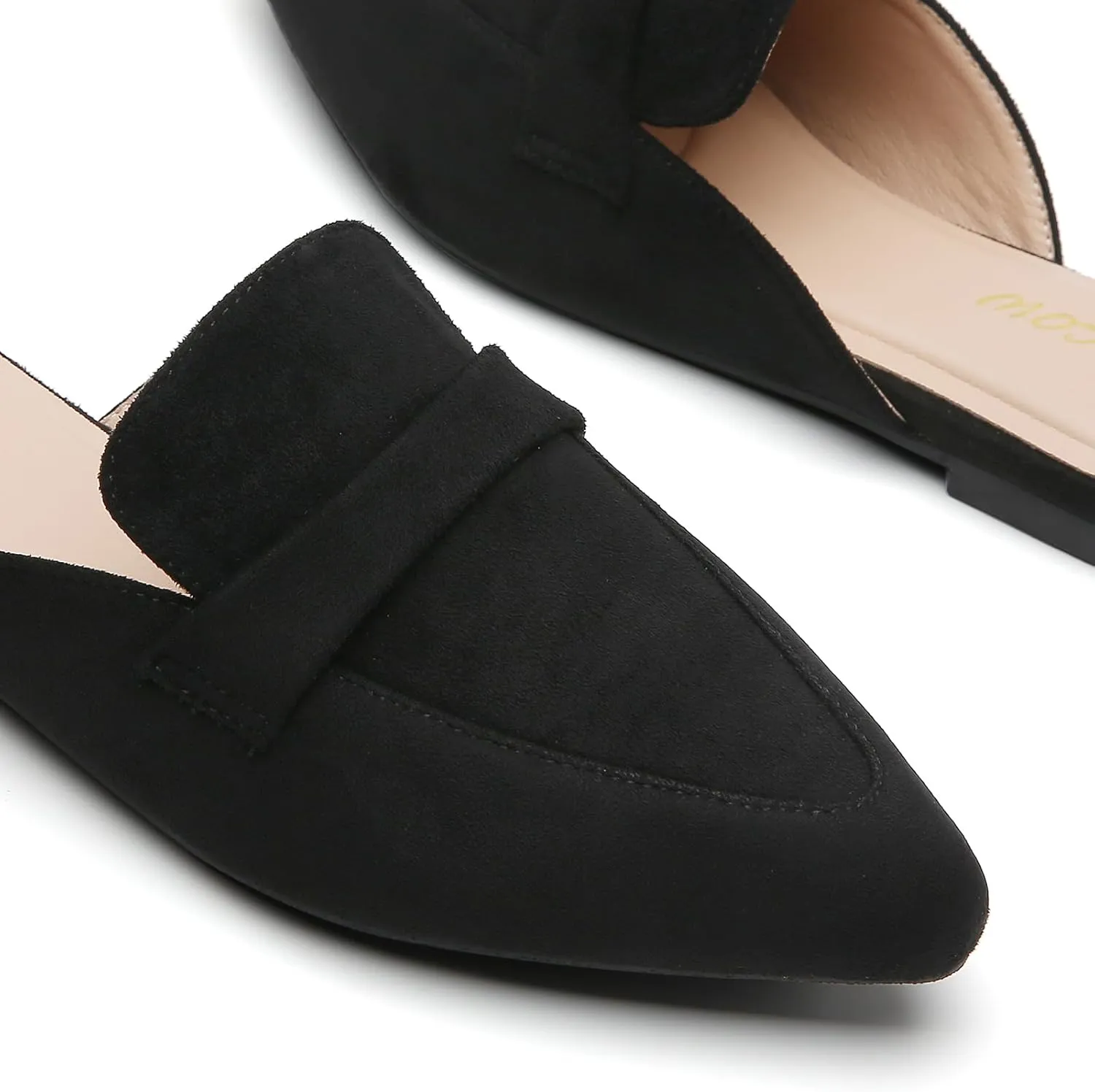 Tilocow Slip On Mules for Women Open Back Closed Pointed Toe Flats Womens Business Work Shoes Flavor Slides