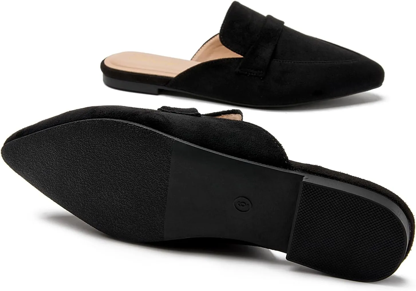 Tilocow Slip On Mules for Women Open Back Closed Pointed Toe Flats Womens Business Work Shoes Flavor Slides