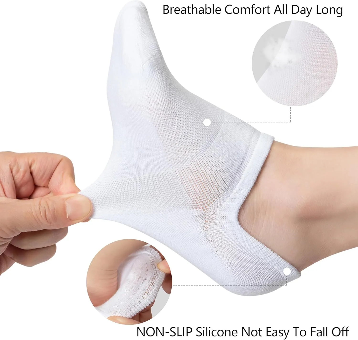 Time May Tell No Show Socks Womens 8 Pairs Non Slip Low Cut Ankle Invisible Running Casual Seamless Socks