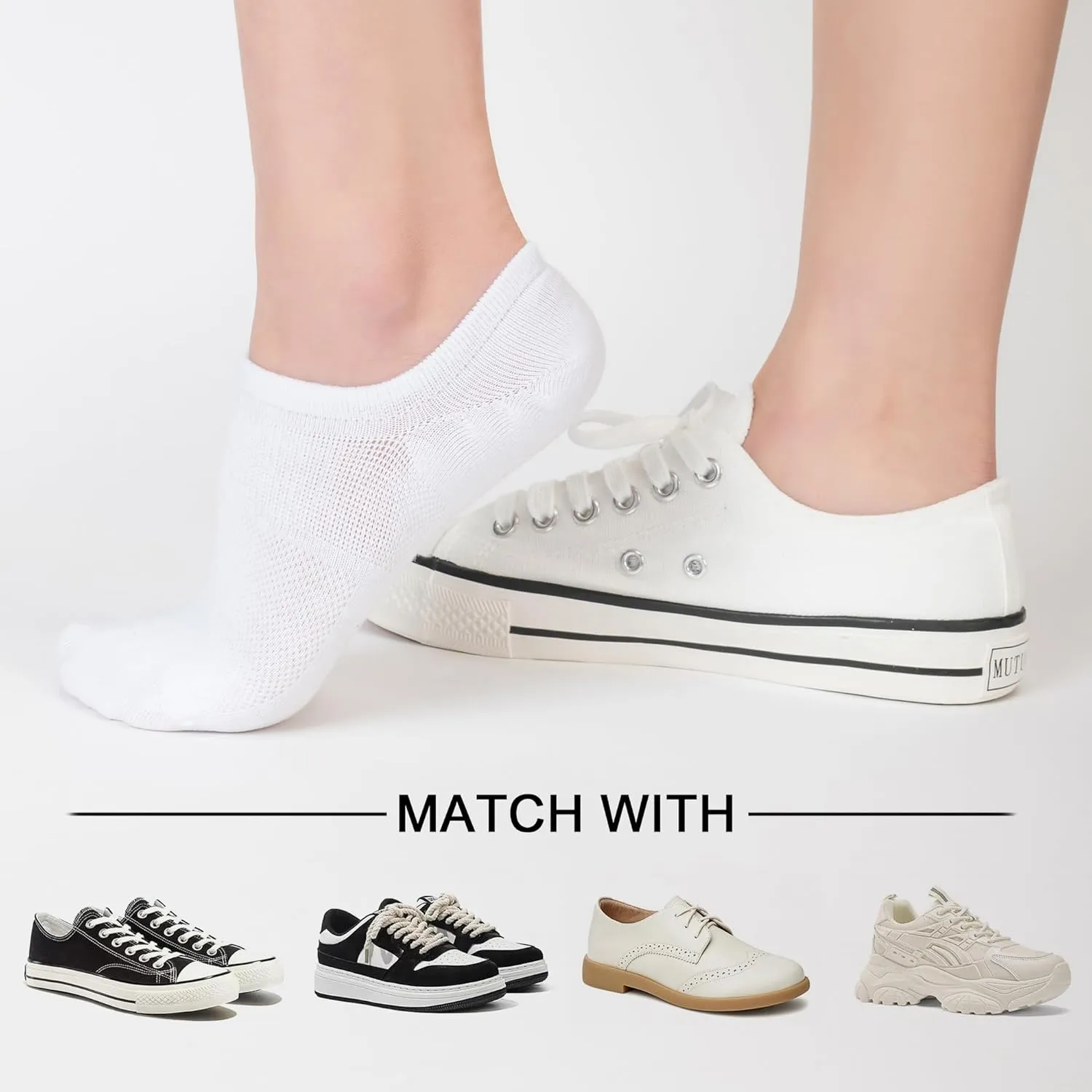 Time May Tell No Show Socks Womens 8 Pairs Non Slip Low Cut Ankle Invisible Running Casual Seamless Socks
