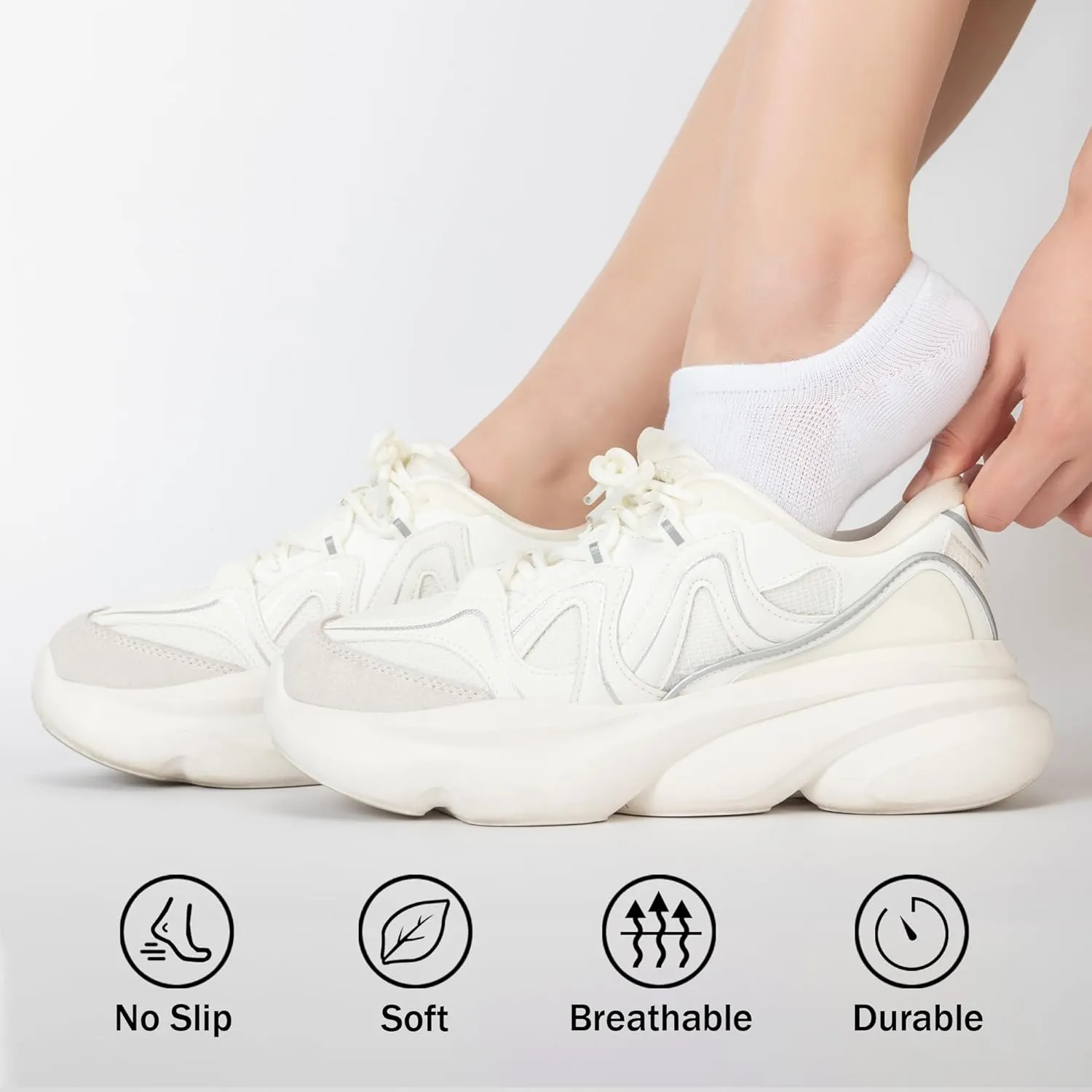 Time May Tell No Show Socks Womens 8 Pairs Non Slip Low Cut Ankle Invisible Running Casual Seamless Socks