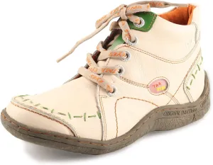 TMA EYES Women Stitching Shoes Leather Lace-up Low Heel Handwork Casual Boots