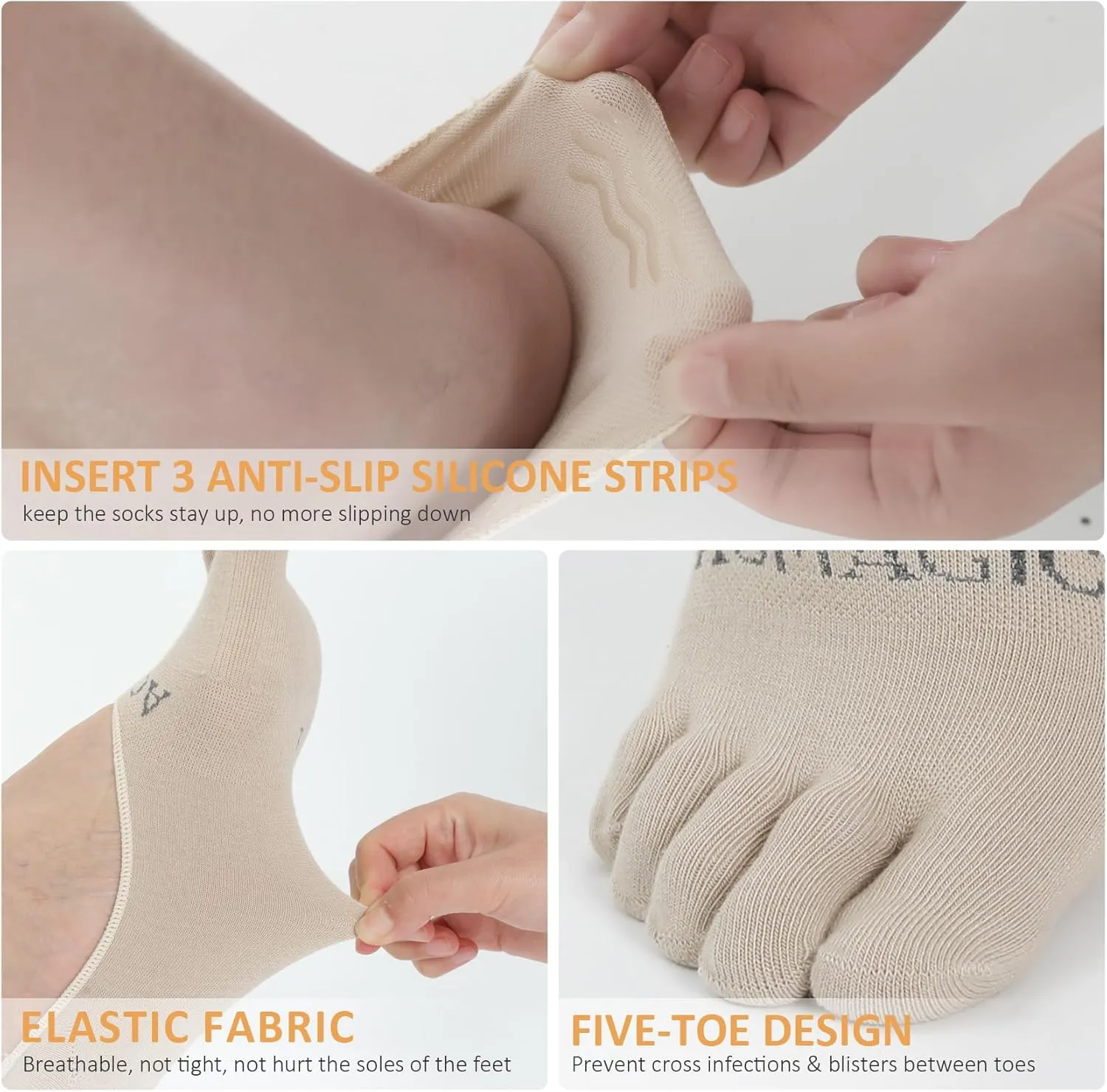Toe Socks No Show for Women & Men Running Five Fingers Athletic Invisible Liner Socks, Moisture Wicking