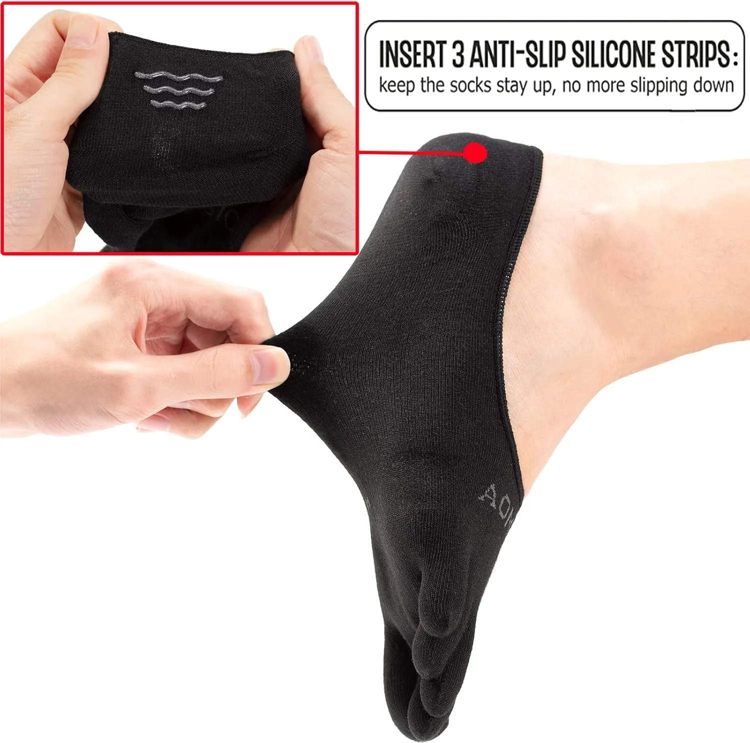 Toe Socks No Show for Women & Men Running Five Fingers Athletic Invisible Liner Socks, Moisture Wicking