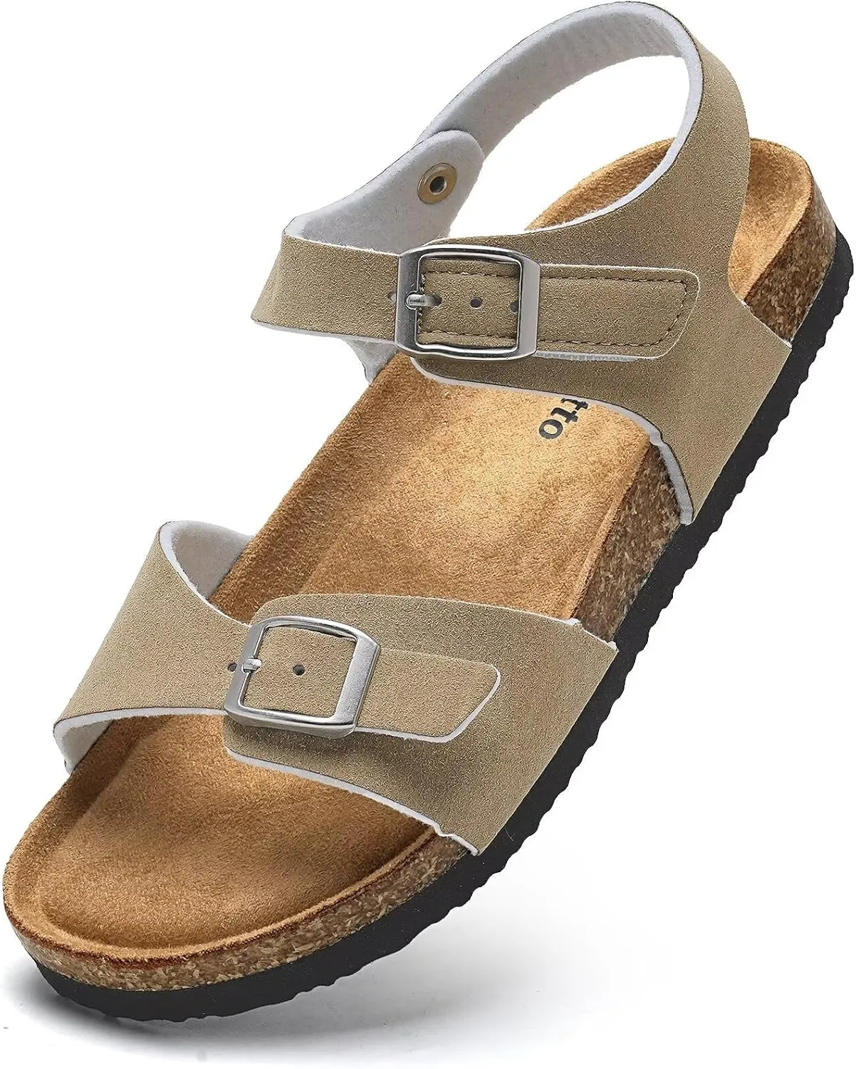 Torotto Girls Boys Sandals with Cork Footbed Adjustable Buckle Casual Slides Sandals Open Toes Flat for Kids Toddler