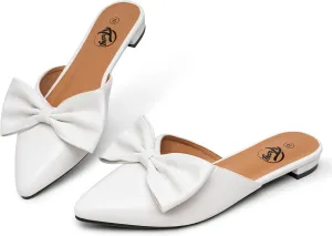 Trary Mules for Women Flats, Pointed Toe Womens Mules with Heels, Black Mules Shoes for Women, Bow Mules Women's Flats, Slip On Flats Flat Mules, Backless Loafers for Women, Women's Mules & Clogs