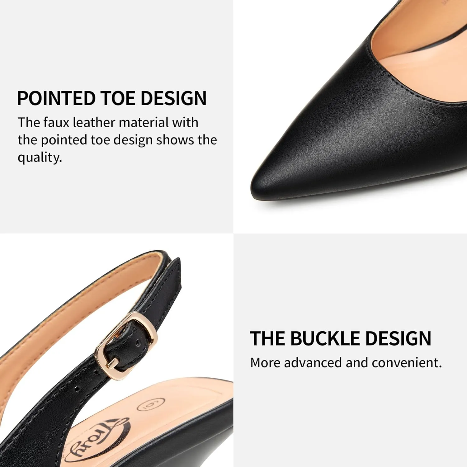 Trary Slingback Heels for Women - Pointed Toe Pumps, Comfortable & Stylish for Parties & Work - 3.2inch High Heels, Rhinestone & Glitter Dressy Shoes