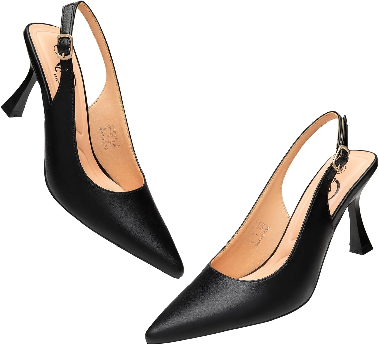 Trary Slingback Heels for Women - Pointed Toe Pumps, Comfortable & Stylish for Parties & Work - 3.2inch High Heels, Rhinestone & Glitter Dressy Shoes