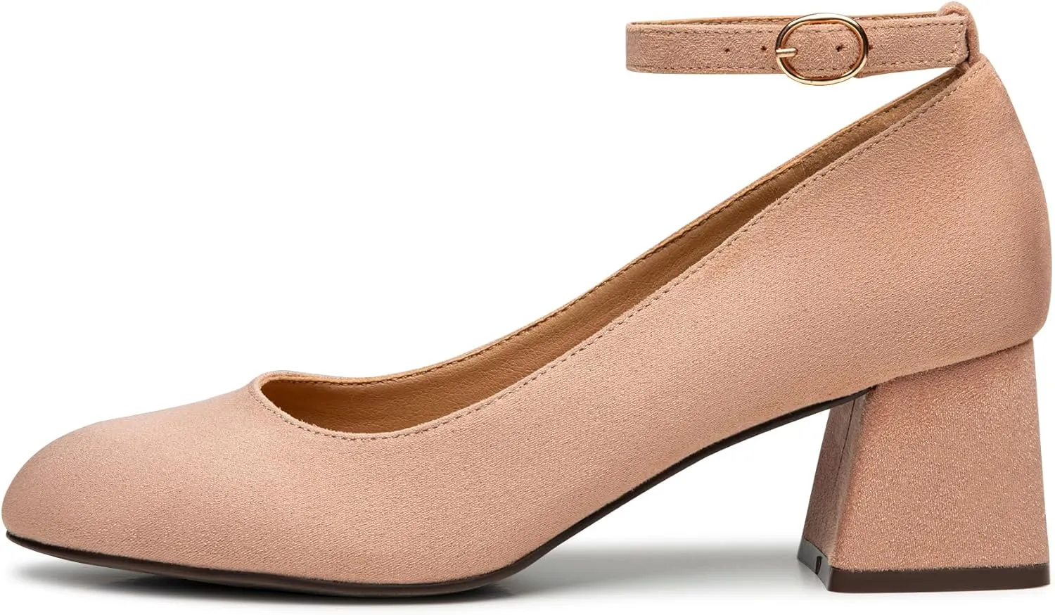 Trary Women's Chunky Low Heels Closed Round Toe Block Heels Mary Jane Shoes Adjustable Ankle Strap Pumps Comfortable Loafers Casual Dress Wedding Work Heels for Women