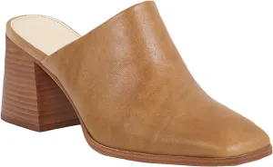Trish Lucia Womens Chunky Stacked Heel Mules Closed Square Toe Heeled Slip on Clogs Casual Backless Loafers Shoes