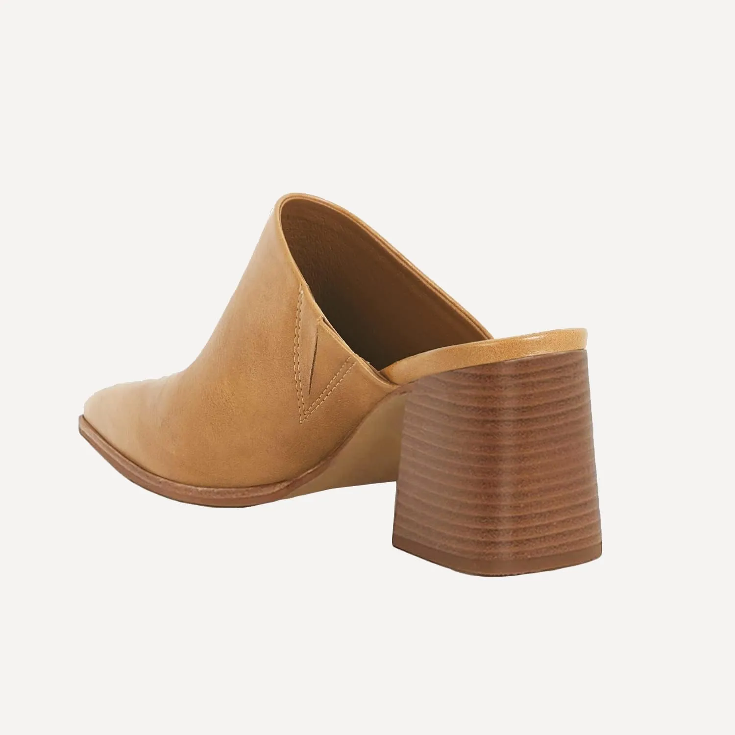 Trish Lucia Womens Chunky Stacked Heel Mules Closed Square Toe Heeled Slip on Clogs Casual Backless Loafers Shoes