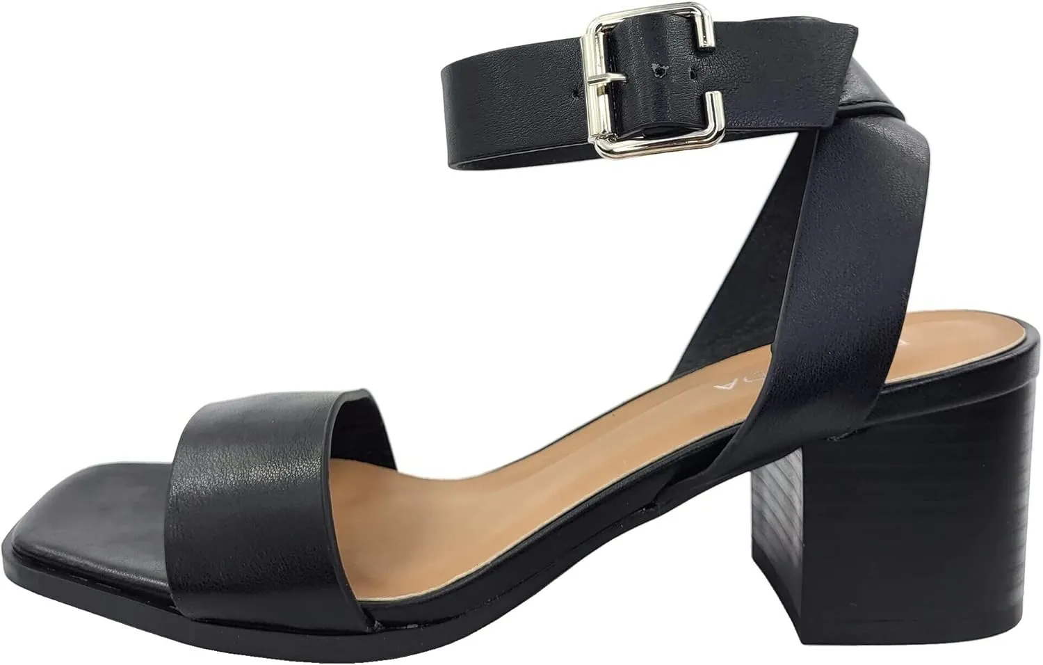 TruFox Womens Chunky Block Low Heel Ankle Strap Open Toe Dress Sandal
