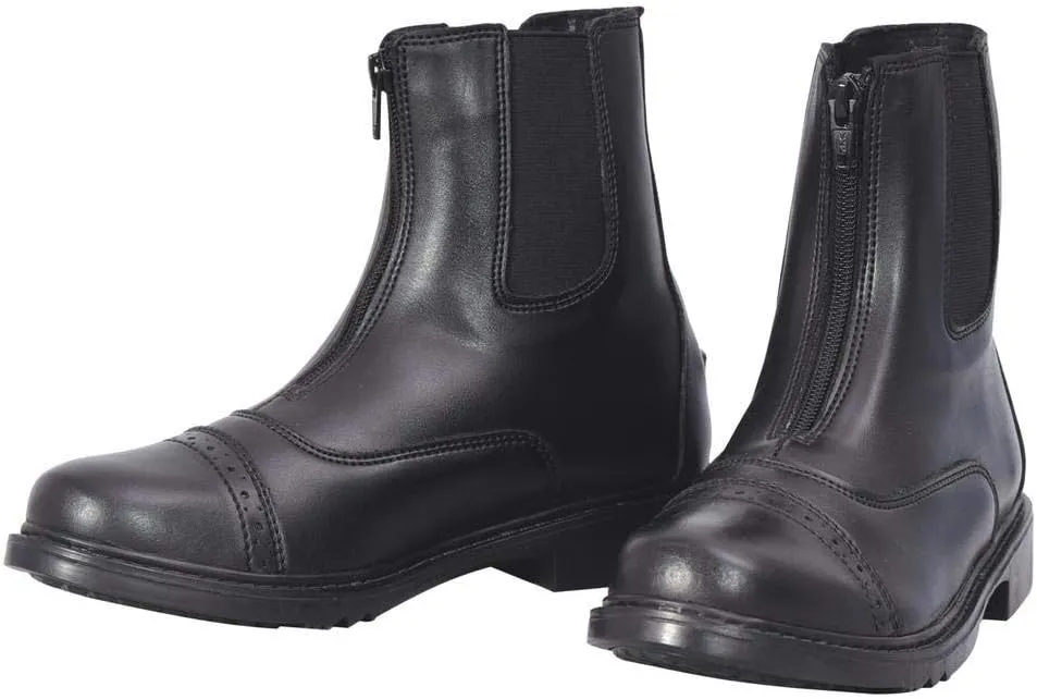 TuffRider Ladies Starter Front Zip Paddock Boots with FREE Assorted Striped Socks | Women's Horse Riding Equestrian Boots