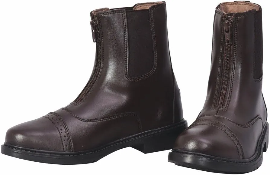 TuffRider Ladies Starter Front Zip Paddock Boots with FREE Assorted Striped Socks | Women's Horse Riding Equestrian Boots