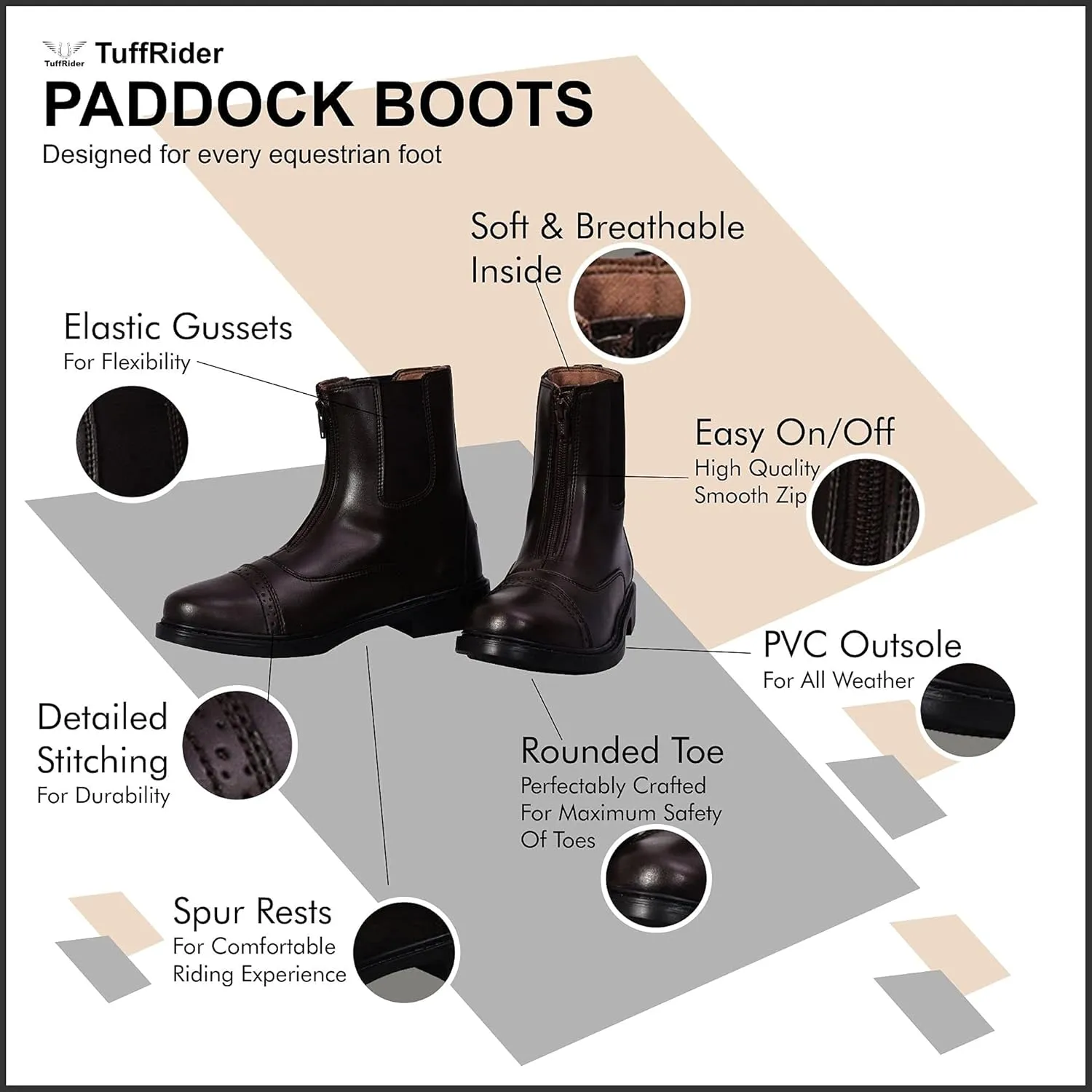 TuffRider Ladies Starter Front Zip Paddock Boots
