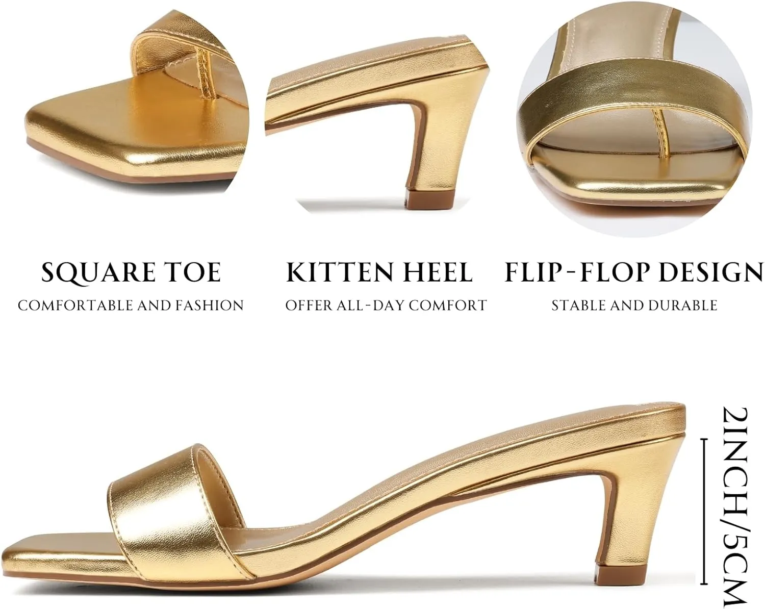 Uacllcau Womens Heeled Sandals Square Open Toe Kitten Heels for Women Slip on Comfort Short Low Heel Mules Pumps Casual Dress Shoes Summer