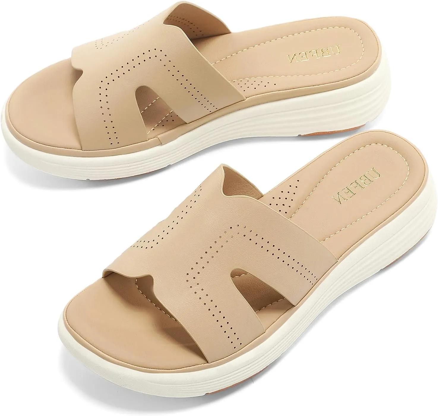 UBFEN Womens Platform Sandals Comfortable Walking Slide Soft Cushioning Footbed Casual Dressy Wedge Sandals
