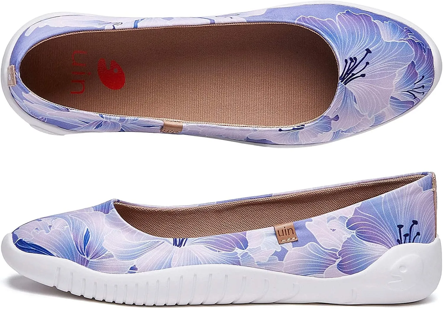 UIN Ballet Flats Shoes for Women Art Printed Wide Toe Casual Breathable Lightweight Slip On Women Loafers