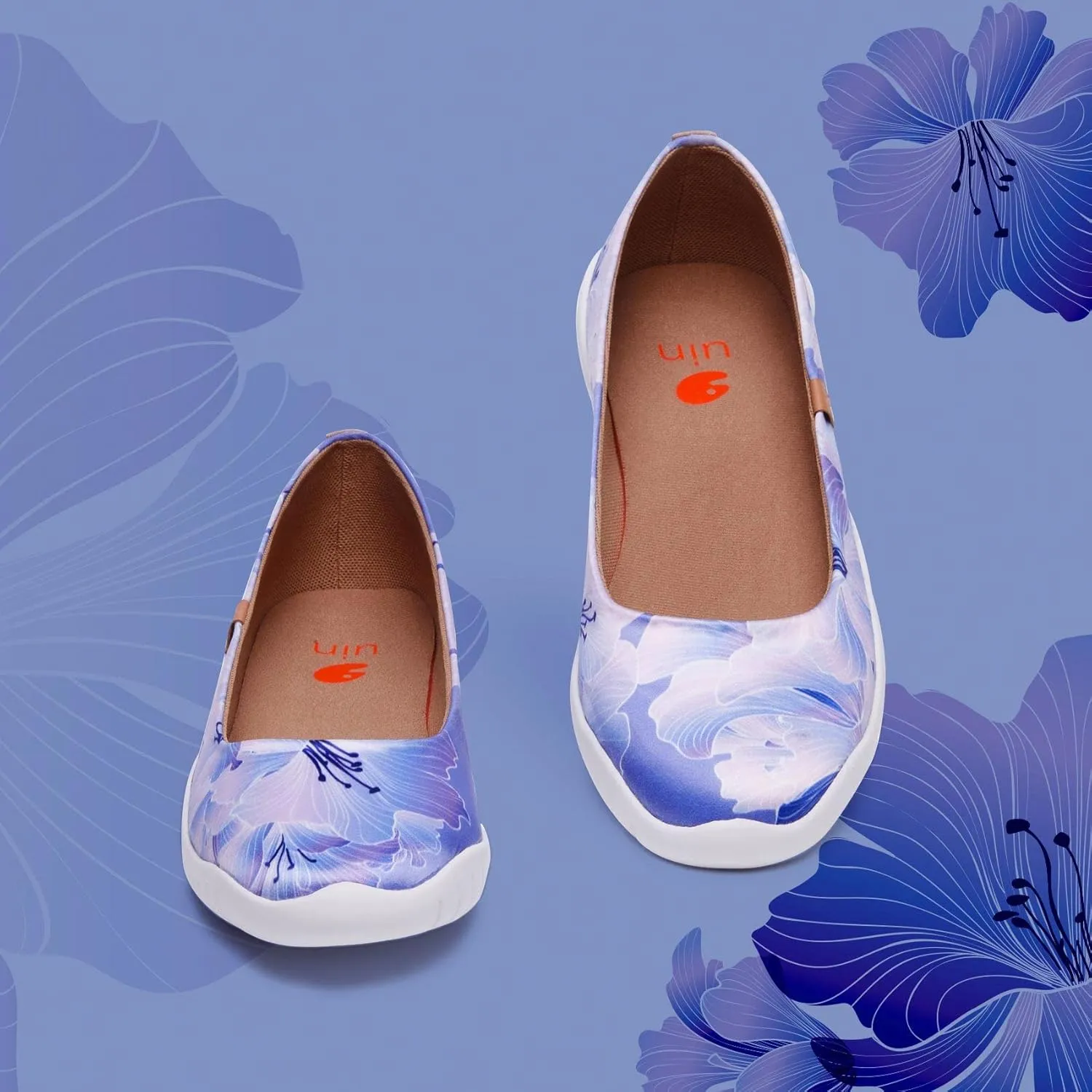 UIN Ballet Flats Shoes for Women Art Printed Wide Toe Casual Breathable Lightweight Slip On Women Loafers