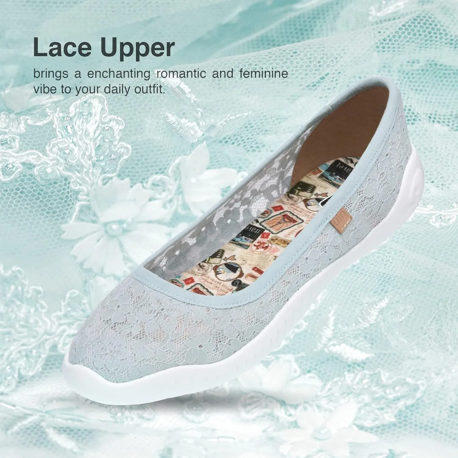 UIN Ballet Flats Shoes for Women Art Printed Wide Toe Casual Breathable Lightweight Slip On Women Loafers