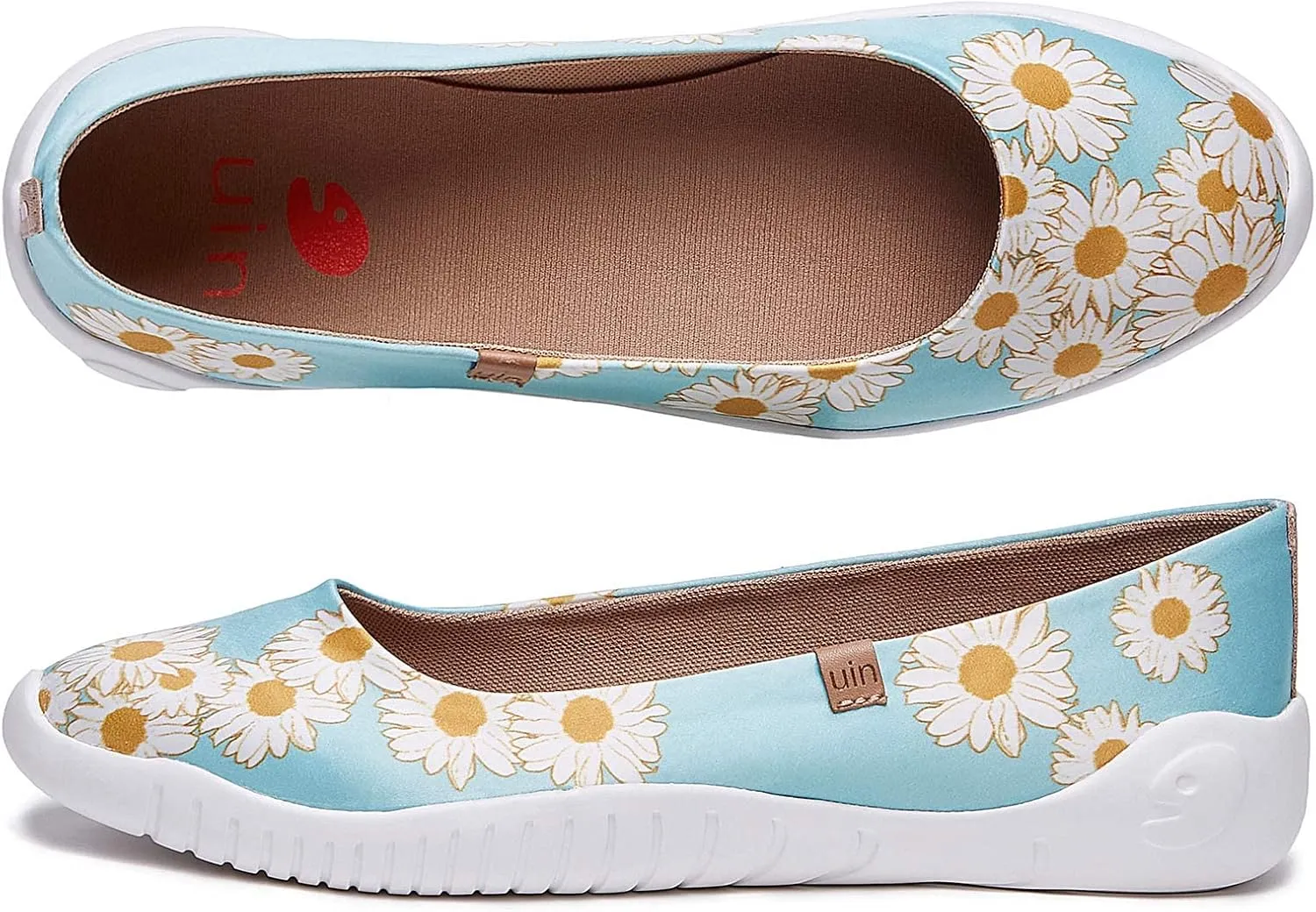 UIN Ballet Flats Shoes for Women Art Printed Wide Toe Casual Breathable Lightweight Slip On Women Loafers