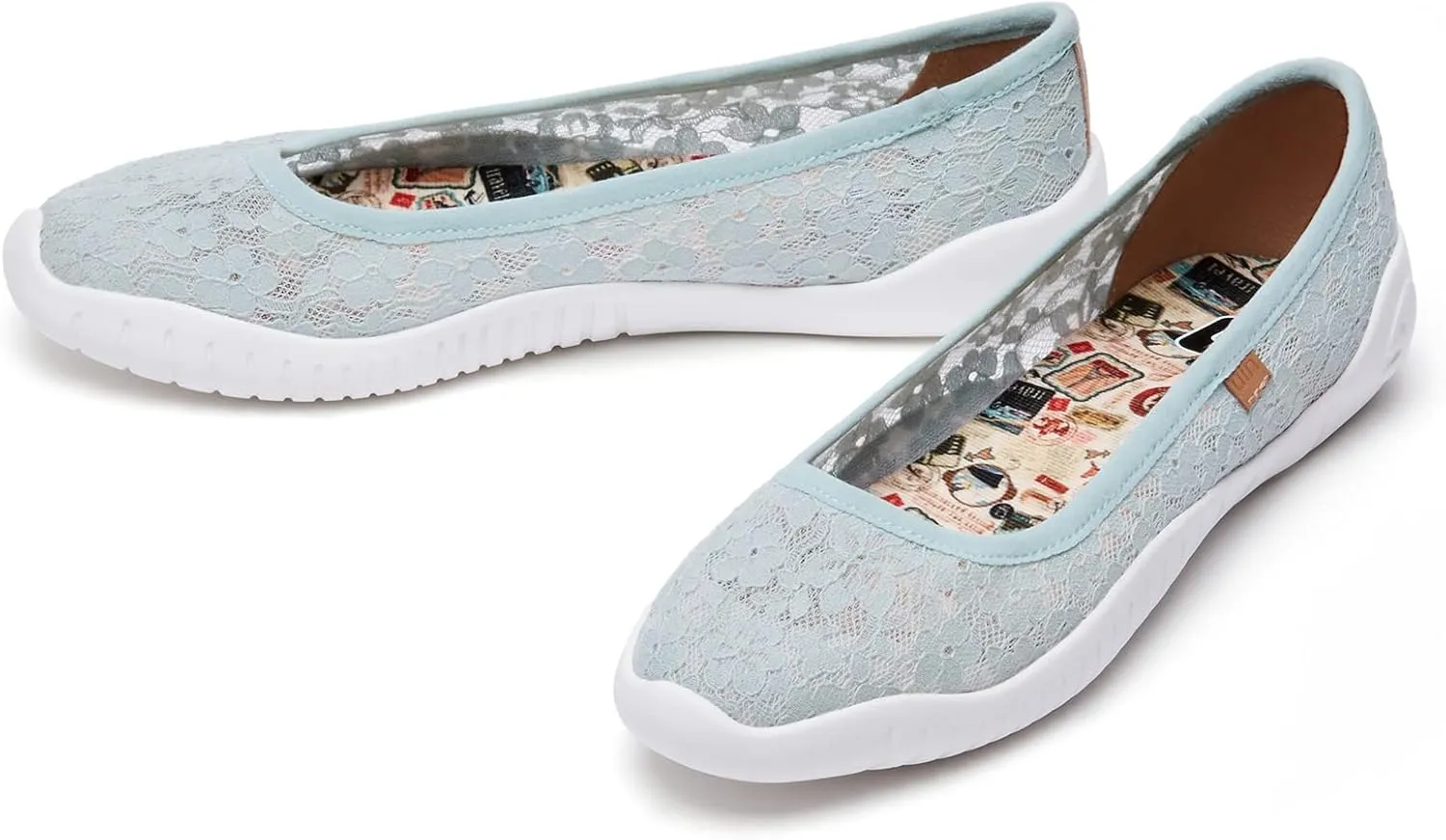 UIN Ballet Flats Shoes for Women Art Printed Wide Toe Casual Breathable Lightweight Slip On Women Loafers