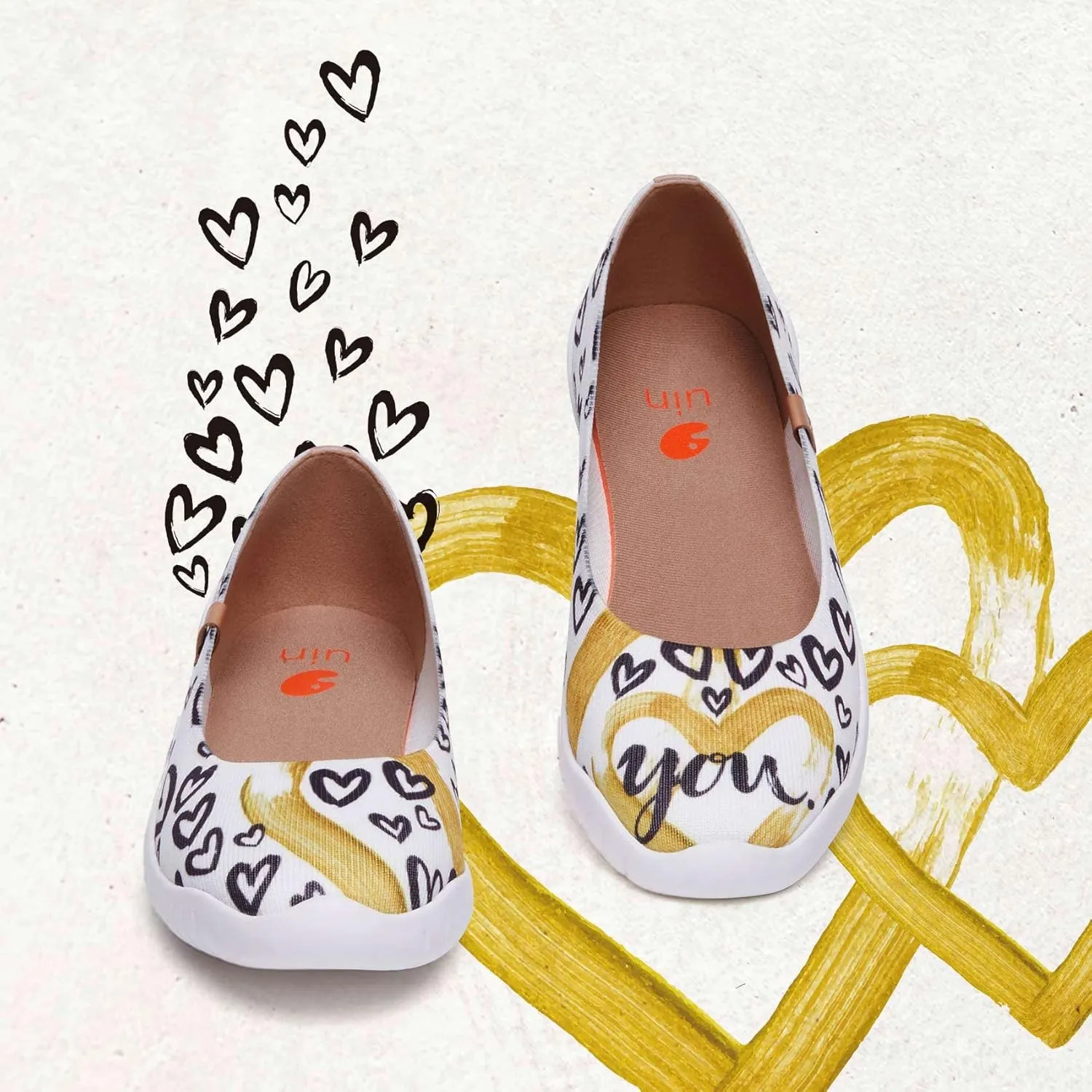 UIN Ballet Flats Shoes for Women Art Printed Wide Toe Casual Breathable Lightweight Slip On Women Loafers