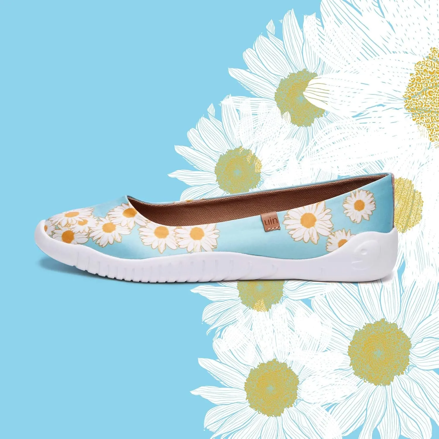 UIN Ballet Flats Shoes for Women Art Printed Wide Toe Casual Breathable Lightweight Slip On Women Loafers