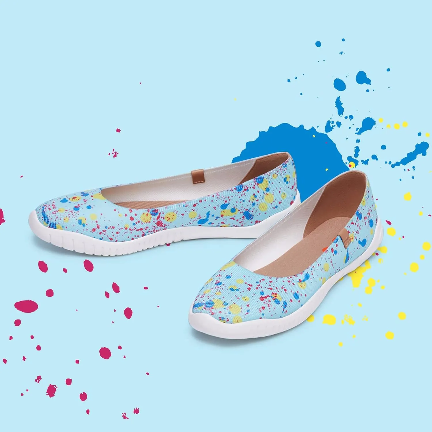 UIN Ballet Flats Shoes for Women Art Printed Wide Toe Casual Breathable Lightweight Slip On Women Loafers
