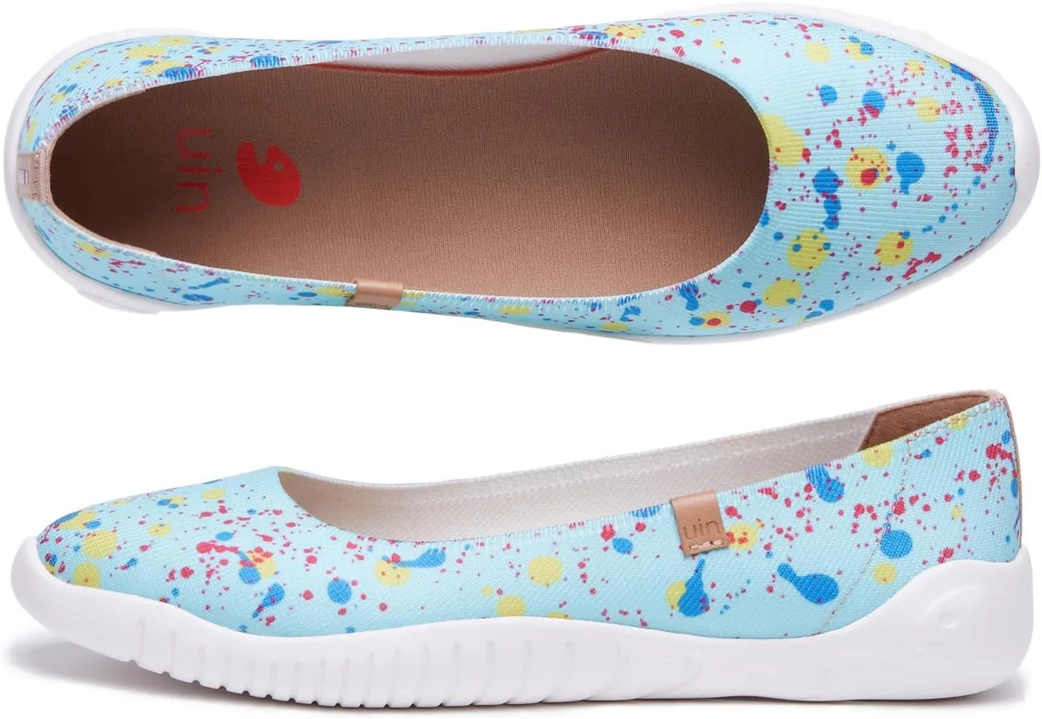 UIN Ballet Flats Shoes for Women Art Printed Wide Toe Casual Breathable Lightweight Slip On Women Loafers