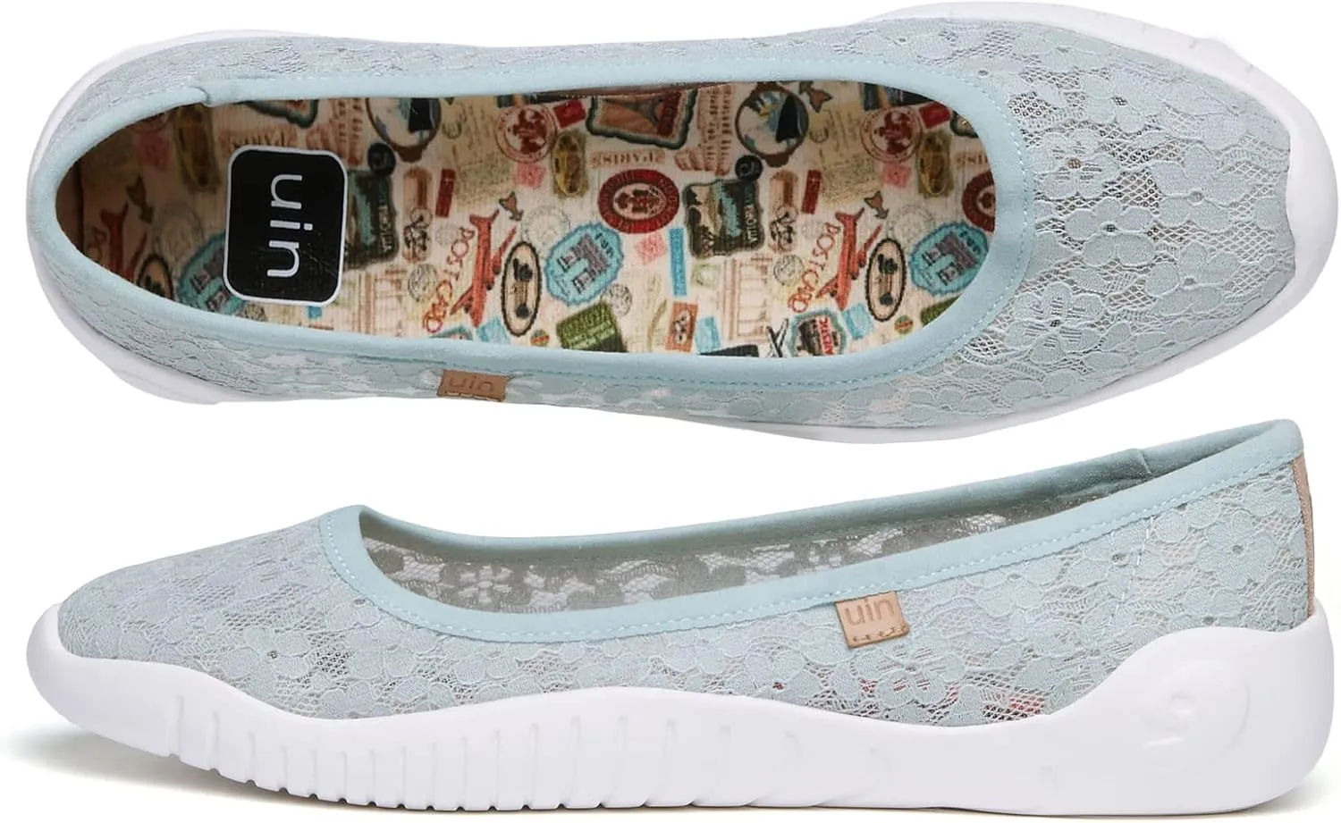 UIN Ballet Flats Shoes for Women Art Printed Wide Toe Casual Breathable Lightweight Slip On Women Loafers