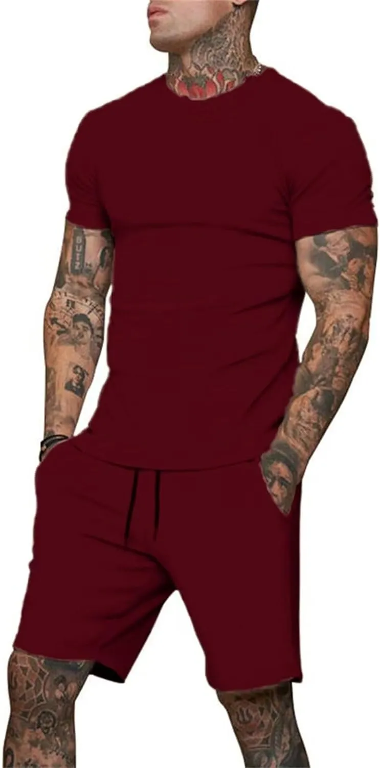 Uni Clau Mens Short Sets 2 Piece Outfits Fashion Summer Tracksuits Casual Shirt and Shorts Set