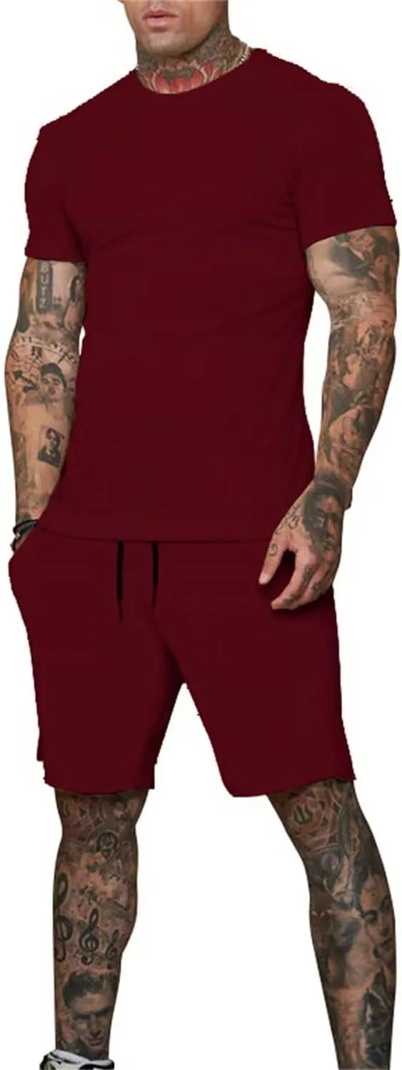 Uni Clau Mens Short Sets 2 Piece Outfits Fashion Summer Tracksuits Casual Shirt and Shorts Set