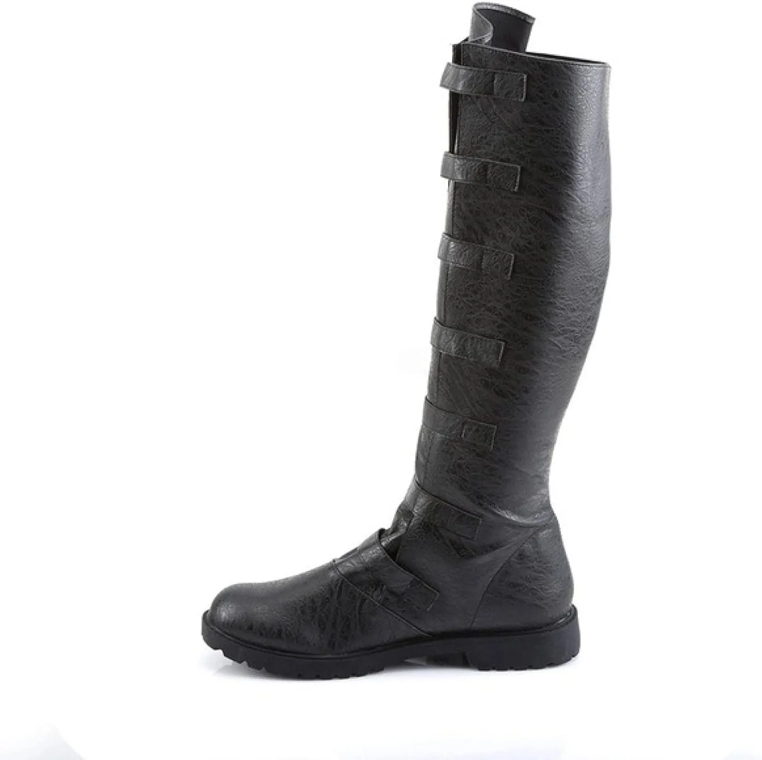 Unisex-Adults Renaissance PU Leather Boots, Medieval & Pirate Cosplay, Black, Ankle-High, No Heel, Classic, Round Toe, Almond Toe, Comfortable, Leather Lined, All-Season, Casual, 1702156