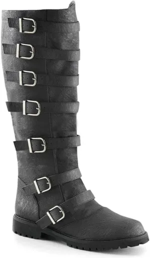 Unisex-Adults Renaissance PU Leather Boots, Medieval & Pirate Cosplay, Black, Ankle-High, No Heel, Classic, Round Toe, Almond Toe, Comfortable, Leather Lined, All-Season, Casual, 1702156